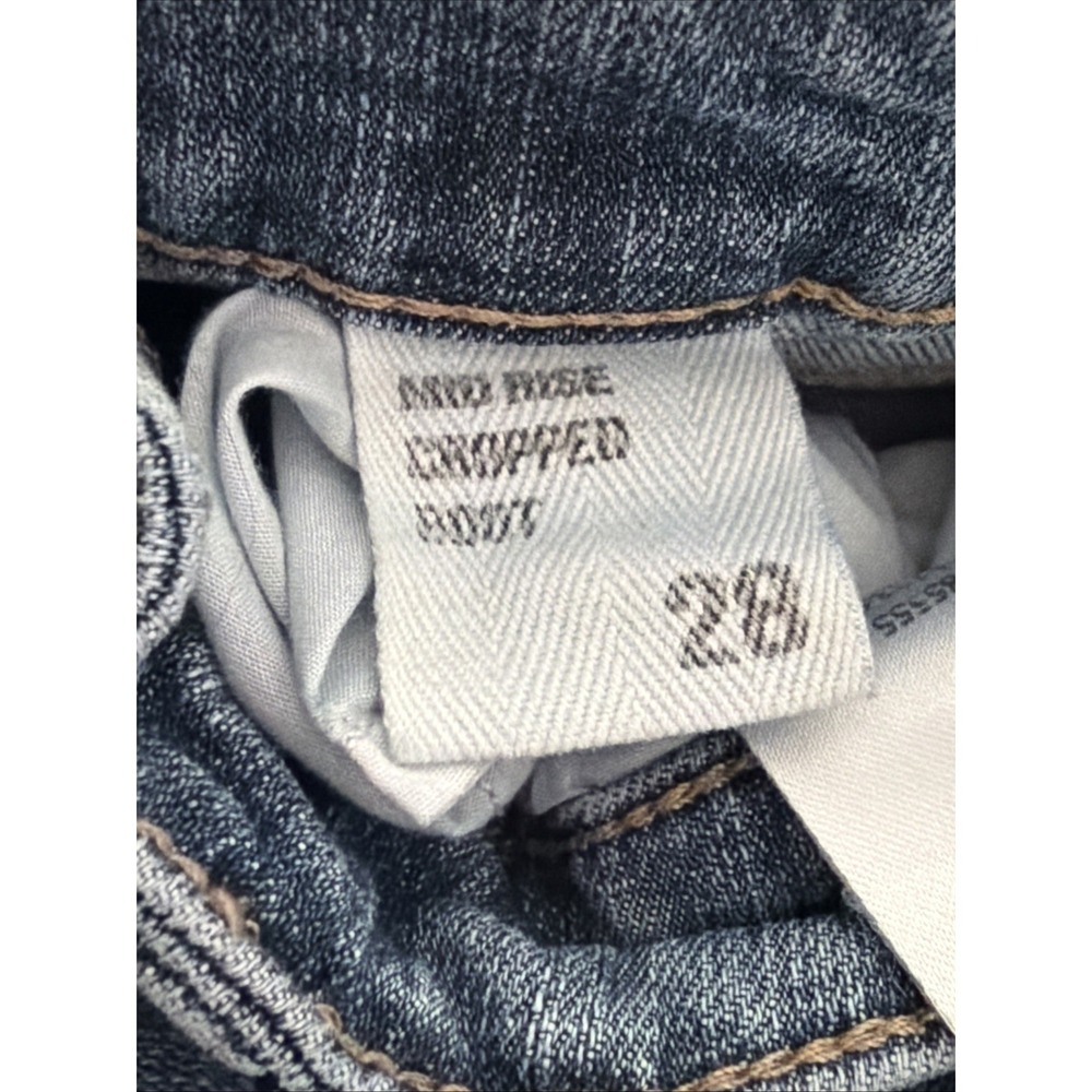 Eunina Women's Mid Rise Bootcut Blue Denim‎ Jeans Stretch 5-Pocket Raw Hem Sz 28 - Picture 14 of 14
